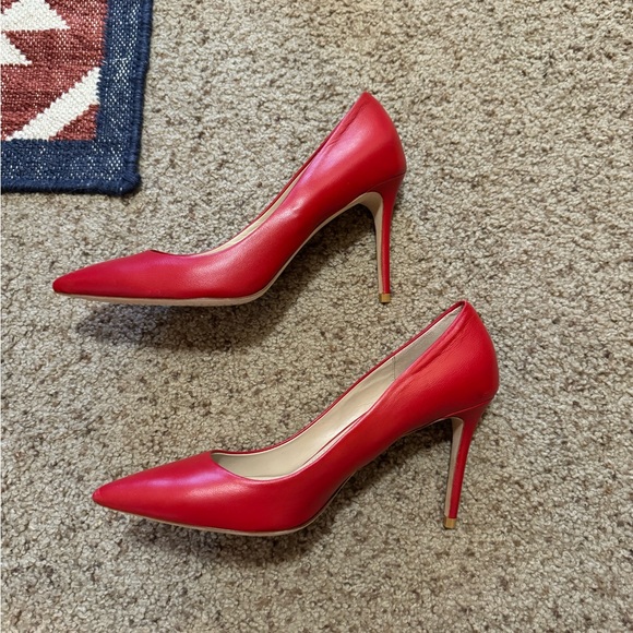 Theory Demeura Napa leather Red Stiletto Heels Pointed Toe - Picture 7 of 11